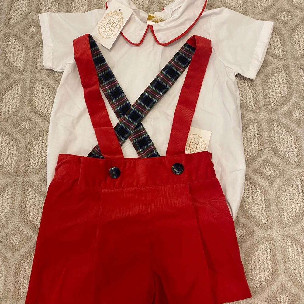 NWT Beaufort Bonnet TBBC 2T Peabody Prep Shorts and shirt in Richmond red